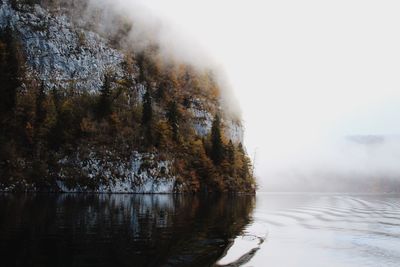 Reflection of trees in lake against sky