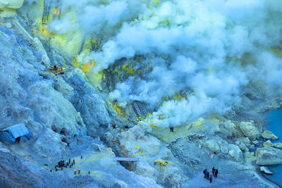 High angle view of volcanic mountain