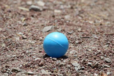 High angle view of ball on sand