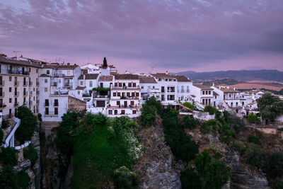 High angle view of buildings in city