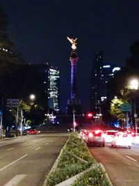 View of city street at night