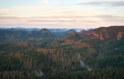 Scenic view of landscape against sky during sunset