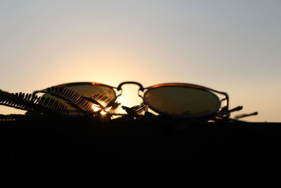 Close-up of silhouette against clear sky