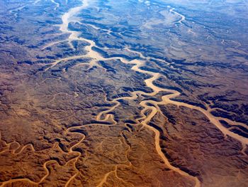 High angle view of sand at beach