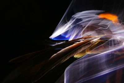 Blurred motion of fire against black background