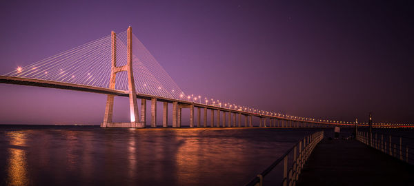 Suspension bridge at night