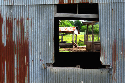 Open door of building
