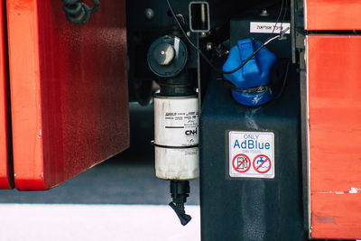 Close-up of telephone booth