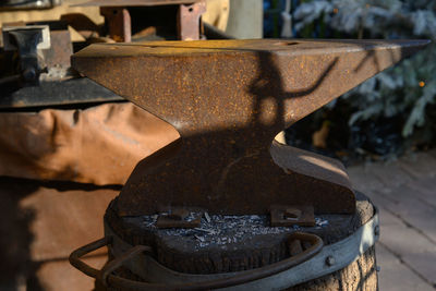 Close-up of rusty machine part