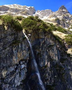 Scenic view of waterfall against sky