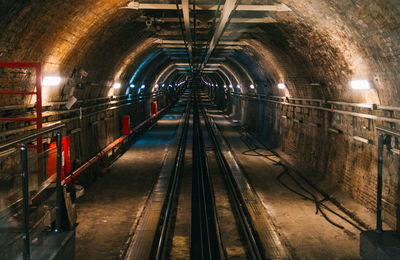 Railroad tracks in tunnel