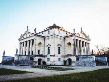 Low angle view of historic building against clear sky