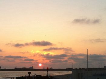 Scenic view of sea at sunset