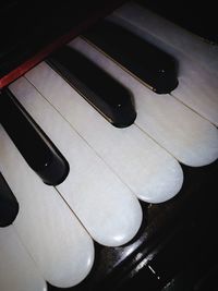 High angle view of piano keys