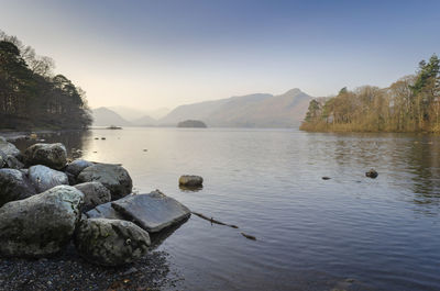 Scenic view of lake against sky