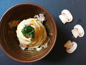 Close-up of food in plate on table