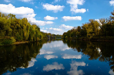 Scenic view of lake against sky