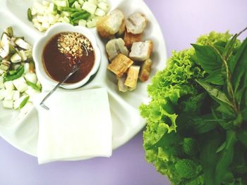 Close-up of food on table