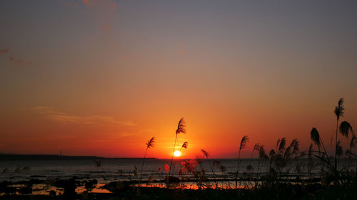 Scenic view of sea against sky during sunset