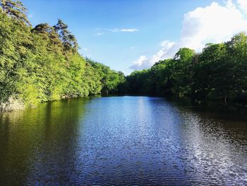 Scenic view of lake against sky