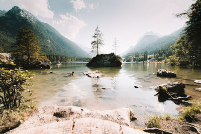 Scenic view of lake against sky