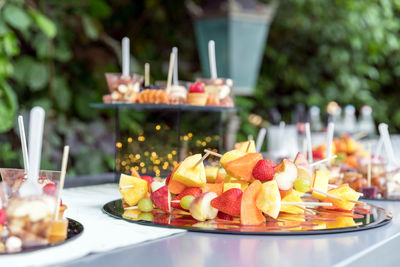 Close-up of food on table