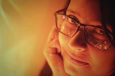 Close-up of man wearing eyeglasses