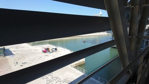 View of building through window