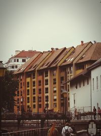 View of buildings against clear sky