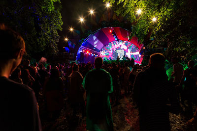 People enjoying music concert at night