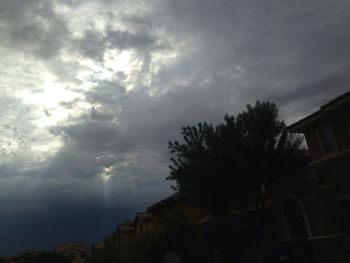 Houses against cloudy sky