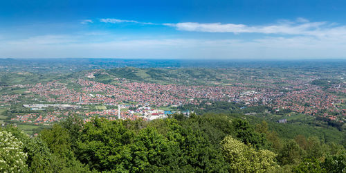 Panorama view of arandjelovac, sumadija, city in central serbia