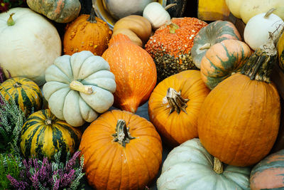 Full frame shot of pumpkins in market