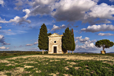 The church of madonna di vitaleta is an unesco site in the crete senesi area, tuscany, italy