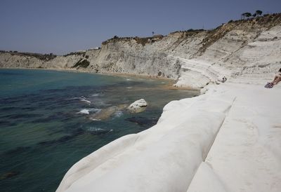 Scenic view of scala dei turchi against clear sky