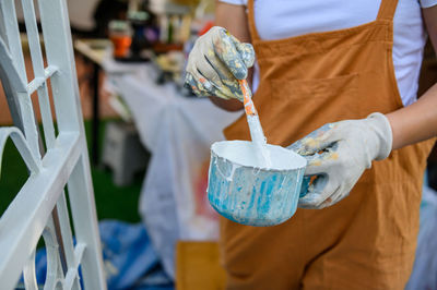 Close-up of hands working