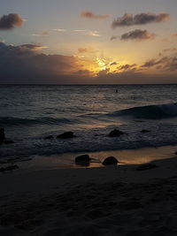 Scenic view of sea at sunset