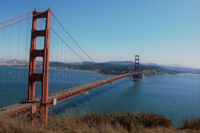 View of suspension bridge against sky