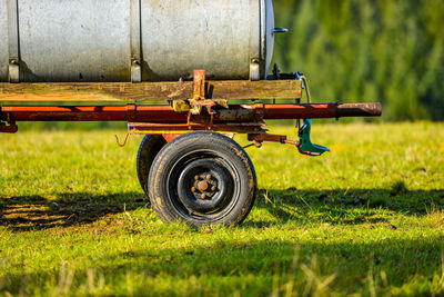 Vintage car on field