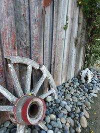 High angle view of stone wall