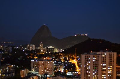 Illuminated buildings in city at night