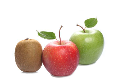 Close-up of apples on white background