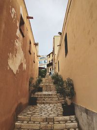 Narrow alley amidst buildings against sky