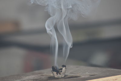 Close-up of smoke emitting from outdoors