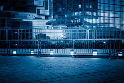 Modern buildings in city at night