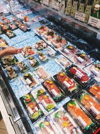 High angle view of ice cream in store