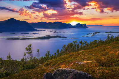 Scenic view of sea against sky during sunset