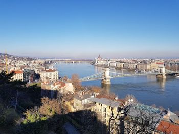 High angle view of city at waterfront