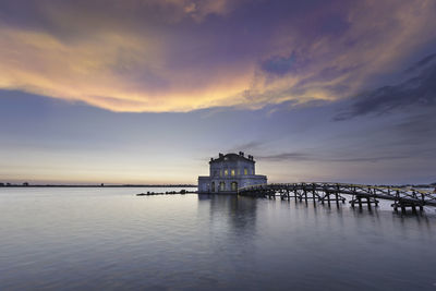 View of mosque at sunset