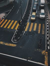 High angle view of cars on road